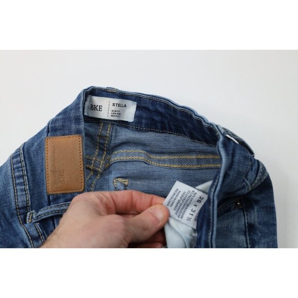 Buckle BKE Womens 26 Faded Thick Stitch Stretch Stella Slim Fit Bootcut Jeans - Picture 9 of 13